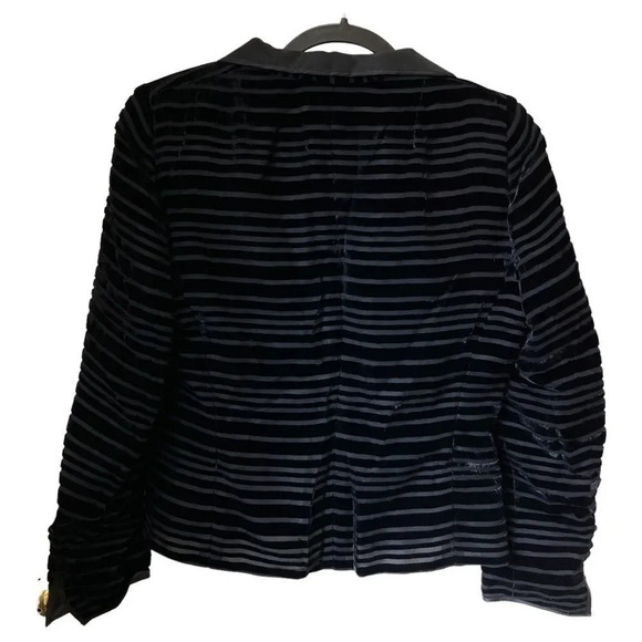 AKRIS Black Velvet Striped Blazer Jacket Size Medium - Picture 2 of 5